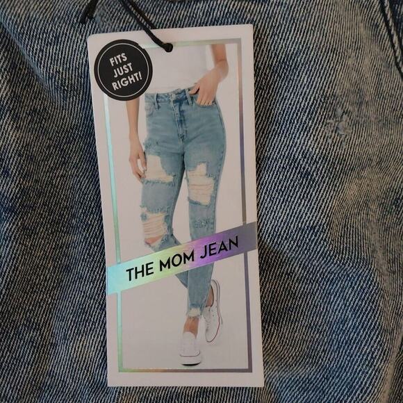 Tinseltown NWT Jeans Size 9/29 Blue Hi Rise Mom Denim Distressed Casual - Picture 4 of 13
